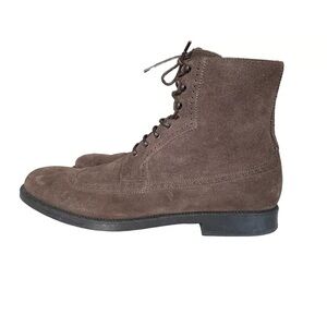 a.restoni BASIC Men Boots Suede Leather Zip shoelace Brown Size 9.5 Very New